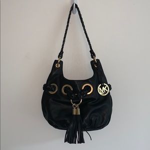 Michael Kors Leather Braided Grommet Tassel Bag
